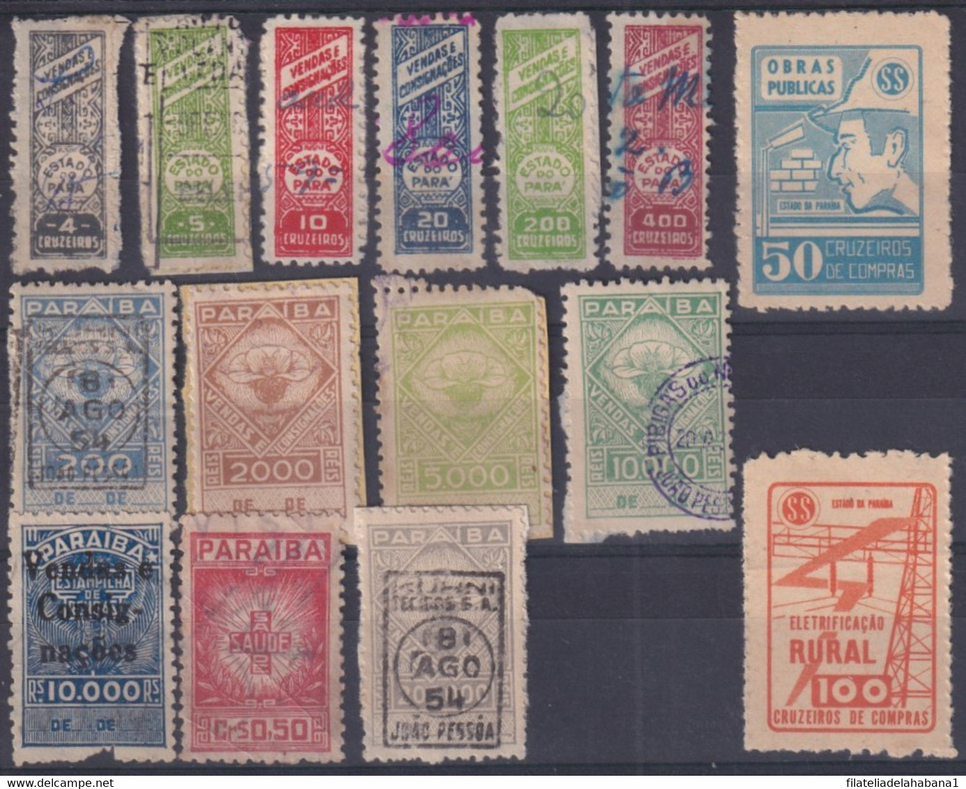 F-EX29500 BRAZIL BRASIL FEDERAL LOCAL REVENUE STAMPS LOT. PARIBA. - Postage Due