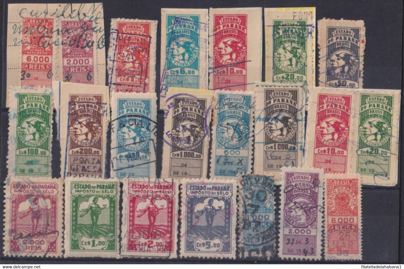 F-EX29501 BRAZIL BRASIL FEDERAL LOCAL REVENUE STAMPS LOT. PARANA. - Postage Due