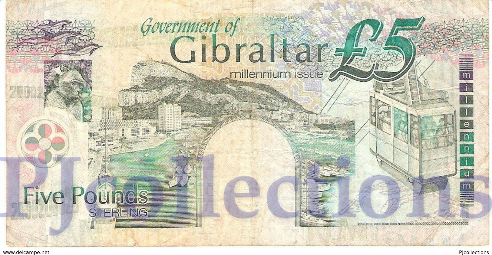 GIBRALTAR 5 POUNDS 2000 PICK 29 VF - Gibraltar