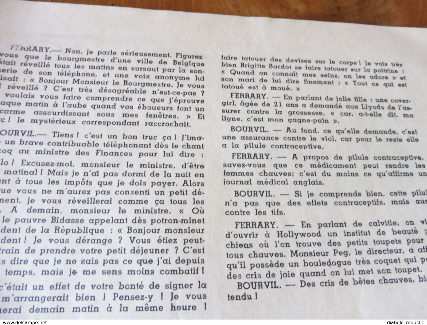 1968  BLAGUES  (Bourvil, Ferrary)...Coquilles, Erreurs Typographiques Relevées Des Journaux; Histoire Des Lecteurs; Etc - Humour