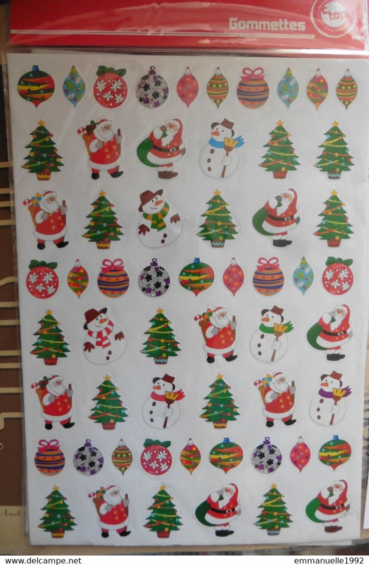 Sachet De 2 Planches Gommettes Autocollantes Repositionnables Sapins Père Noël Bonhomme De Neige - Scrapbooking