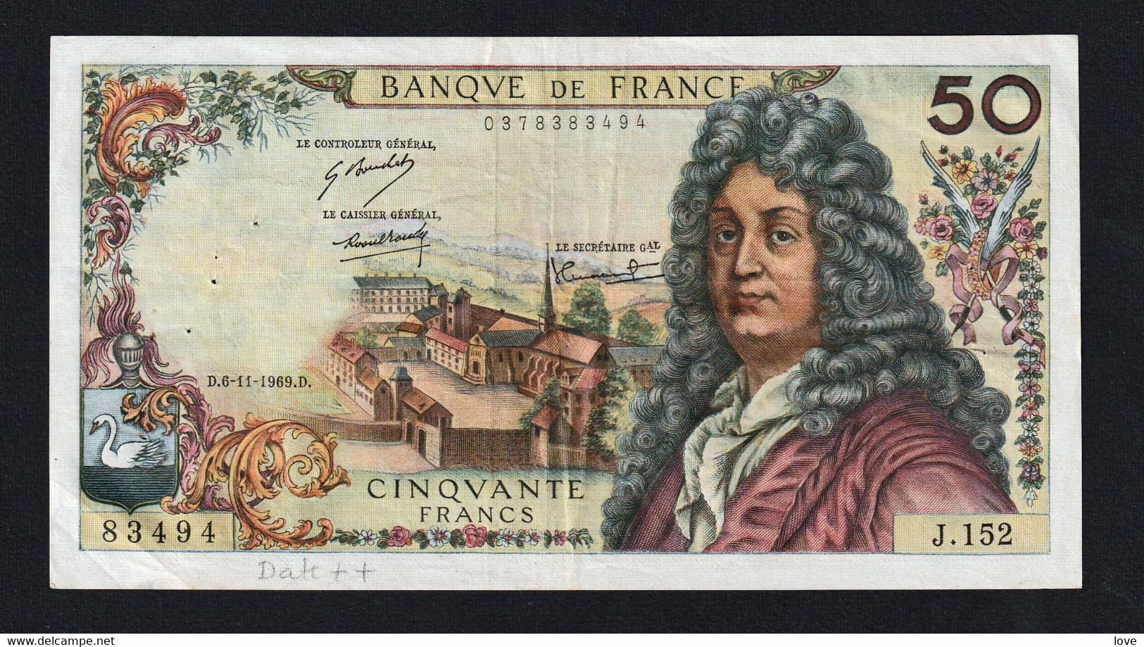 FRANCE: 50F Racine, Type 1962, N° F. 64/15. Date: 06/11/1969 - 50 F 1962-1976 ''Racine''