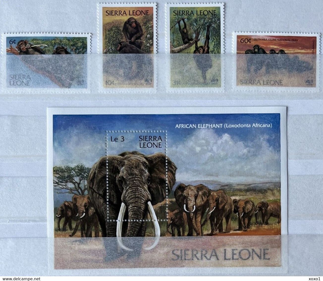 Sierra Leone 1983 MiNr. 713 - 717(Block 15) WWF, Animals, Chimpanzees, African Bush Elephant 4v + Bl MNH ** 19.00 € - Chimpanzees