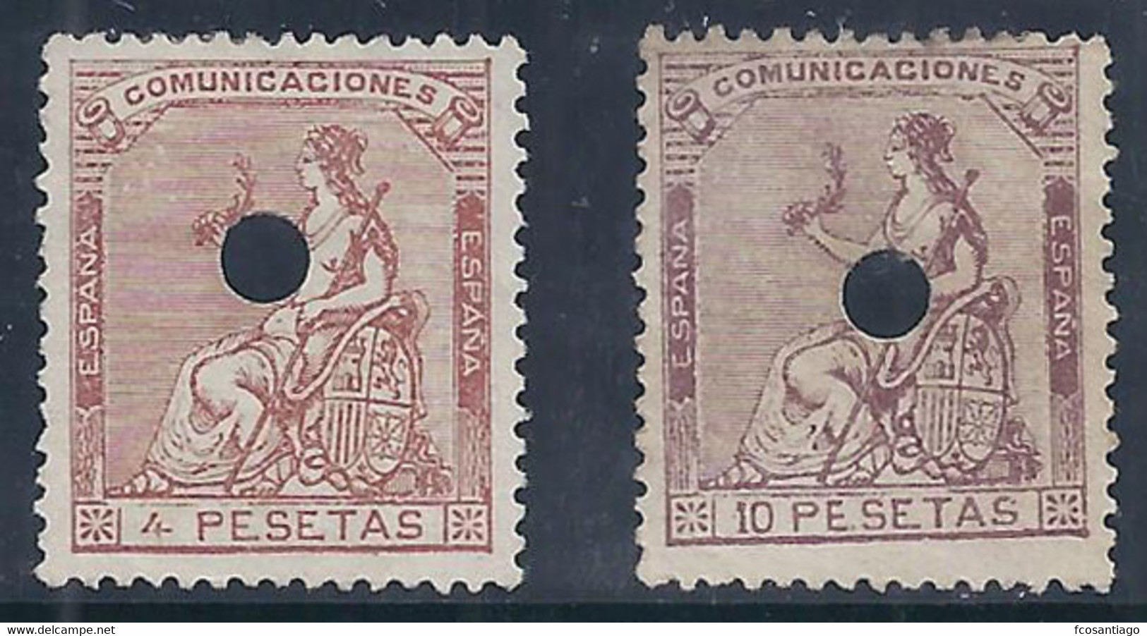 ESPAÑA 1873 - Edifil #139/40T Telegrafos - Sin Goma (*) - Ungebraucht