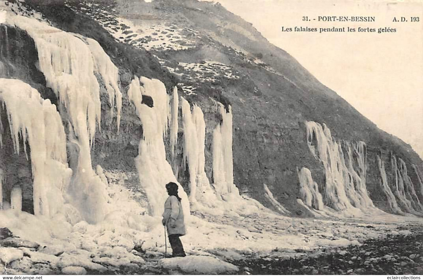 Port En Bessin        14         Les Falaises Pendant Les Fortes Gelées         (voir Scan) - Port-en-Bessin-Huppain