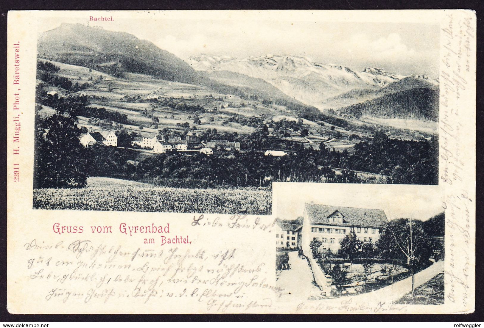 1900 Gelaufene AK: Gruss Aus Gyrenbad Am Bachtel. Gestempelt Hinwil Mit UPU Marke - Hinwil