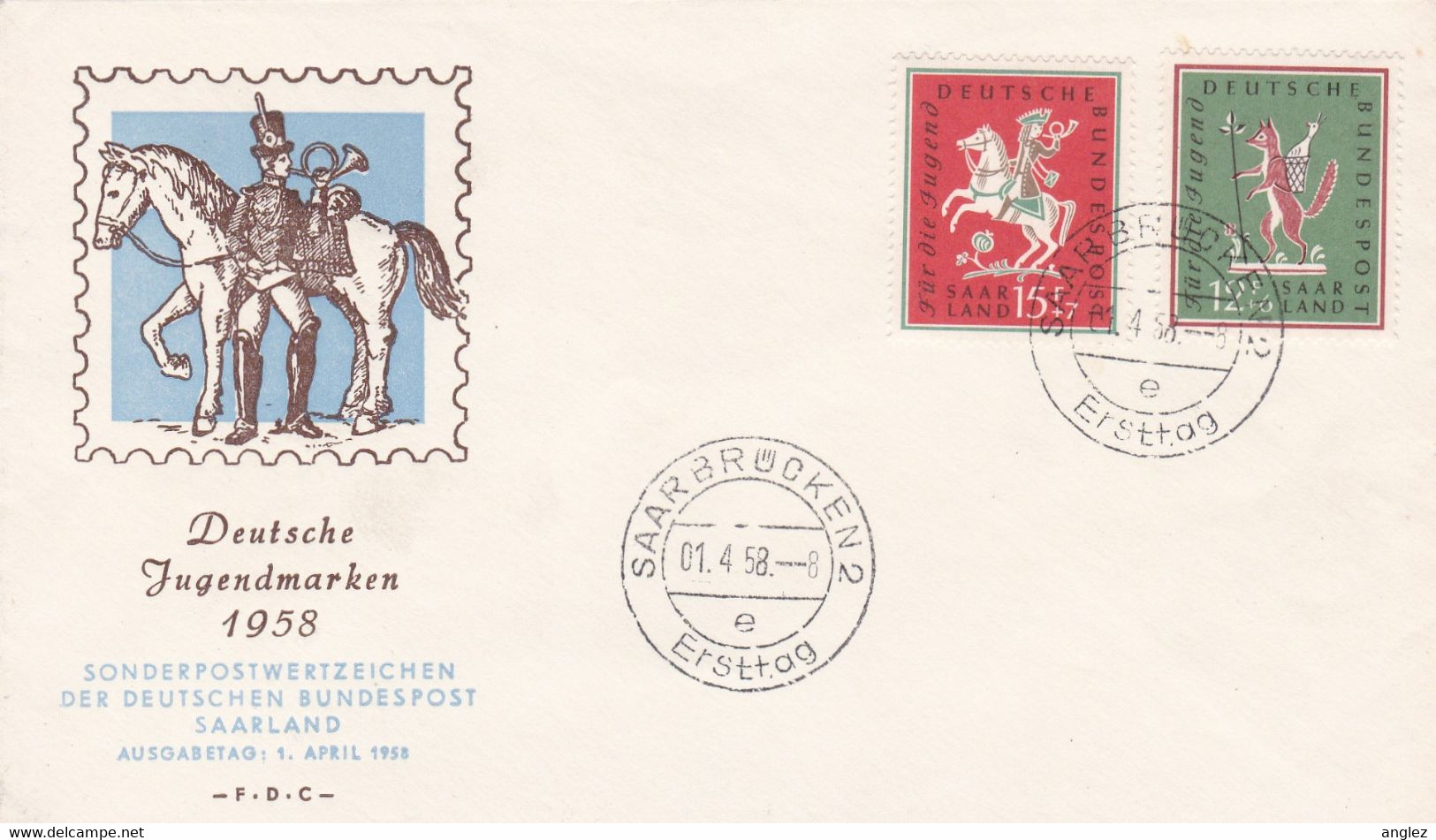 Germany Saarland - 1958 Jugendmarken FDC - Saarbrucken Postmark - Storia Postale