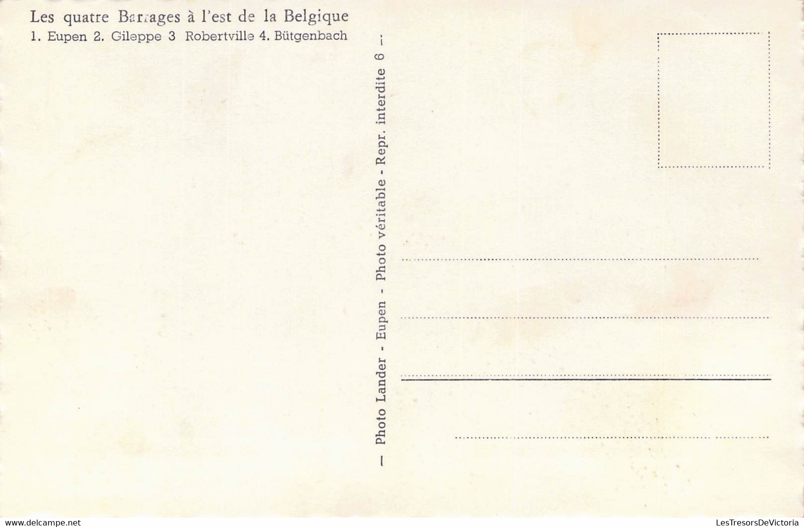 CPA - BELGIQUE - Souvenir Des Quatre Barrages à L'est De La Belgique - Andere & Zonder Classificatie