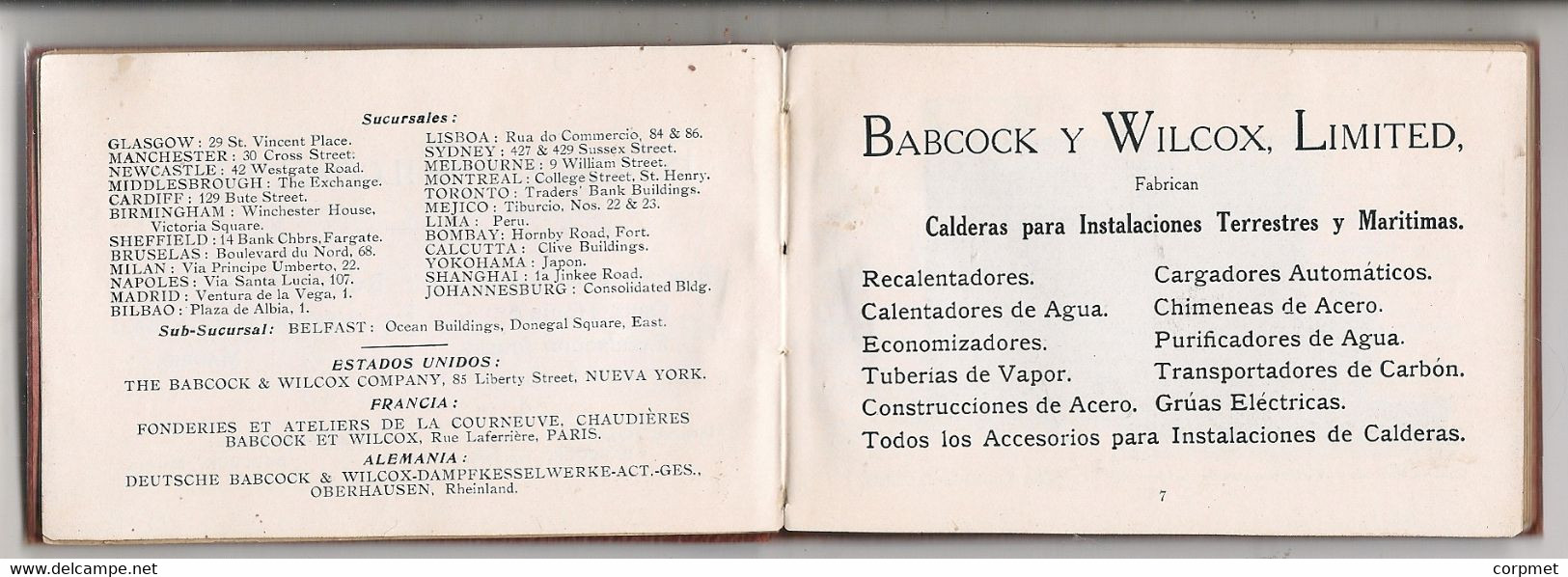 LIBRO MINIATURA DATOS UTILES PARA LOS QUE EMPLEAN VAPOR 1ra EDIC ESPAÑOLA 1914 BABCOCK Y WILCOX Ltd - Handwetenschappen