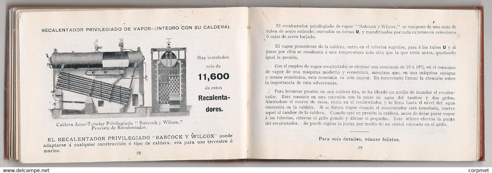 LIBRO MINIATURA DATOS UTILES PARA LOS QUE EMPLEAN VAPOR 1ra EDIC ESPAÑOLA 1914 BABCOCK y WILCOX Ltd