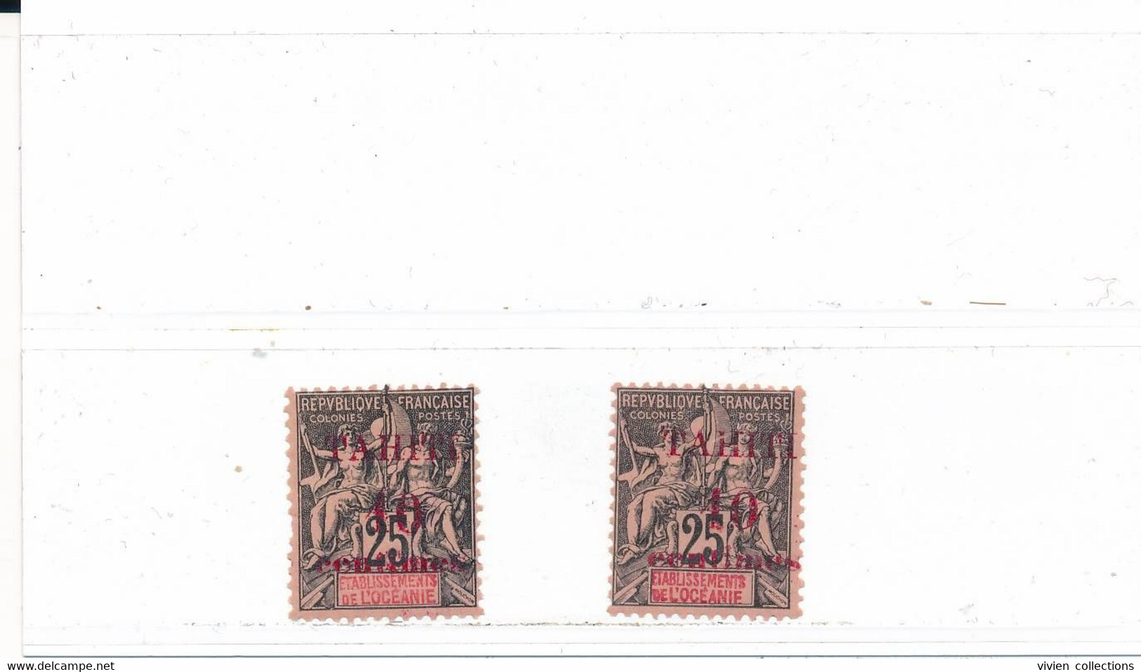 Polynésie Française Tahiti Timbre Type Groupe N° 31 Surcharge Du Cartouche Normale / Plus Petite Neufs ** Mais Adhérence - Unused Stamps