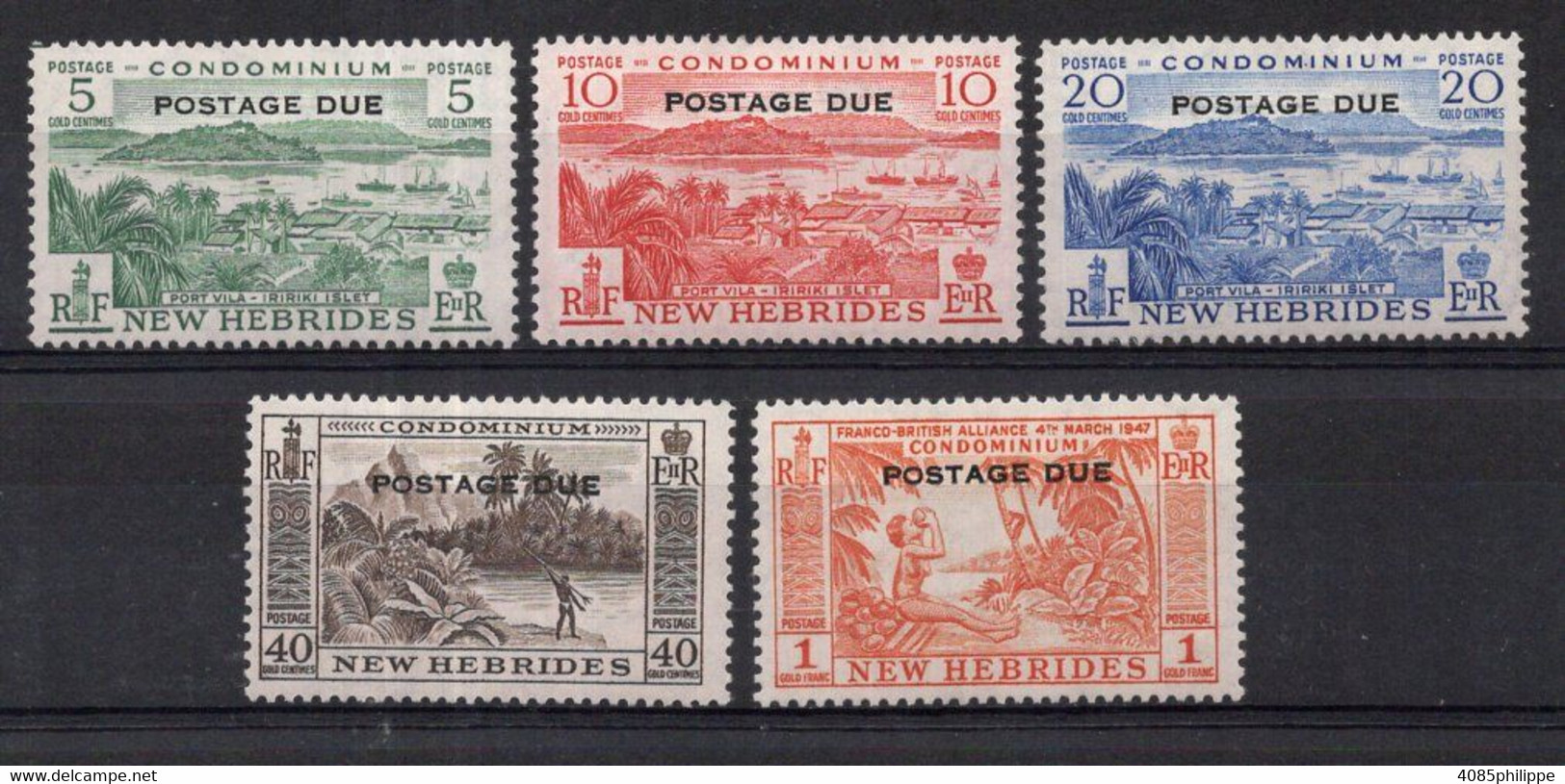 Nouvelles HEBRIDES Timbres Taxe N°41* à 45* Neufs Charnières TB Cote 28.00€ - Timbres-taxe