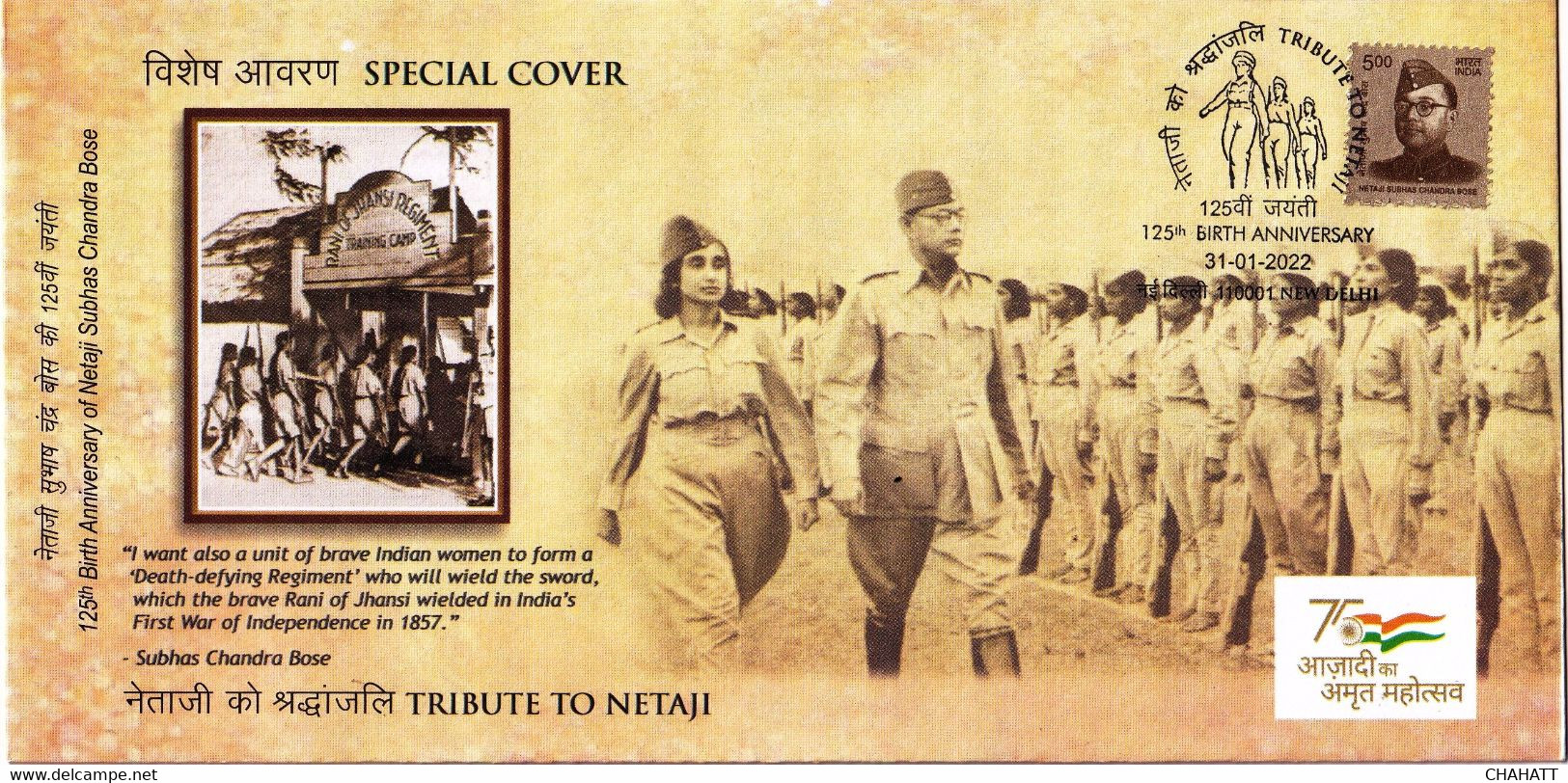 INDIA-NETAJI BOSE- SMALL COLLECTION OF 4 SPECIAL COVERS AND 2 PPC -INDIA-2022 -LIMITED ISSUE- BX2-44