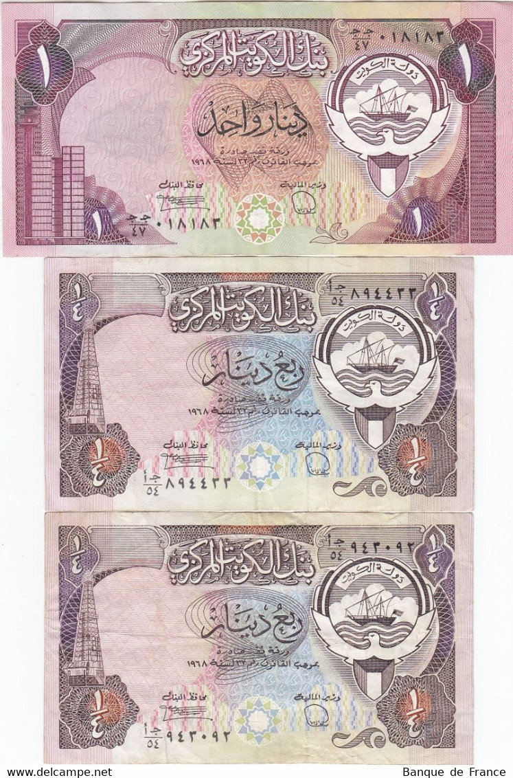 KOWEIT - KUWEIT 3 Billets 1/4 Et 1 Dollar 1980 - P.11 Et P.13 - Kuwait