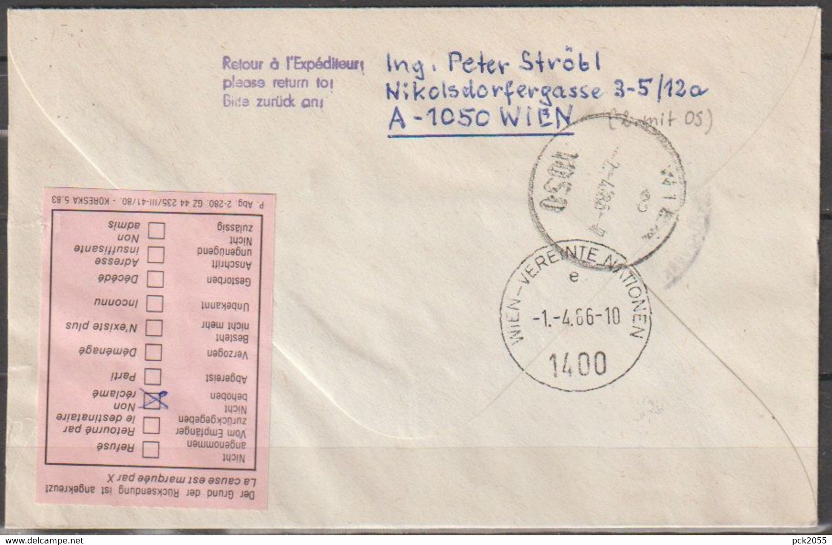 DDR Ganzsache 1985  Nr.U2 Luftpost Leipzig - Wien Vereinte Nationen Ankunftstempel ( D 3627 ) - Sobres - Usados