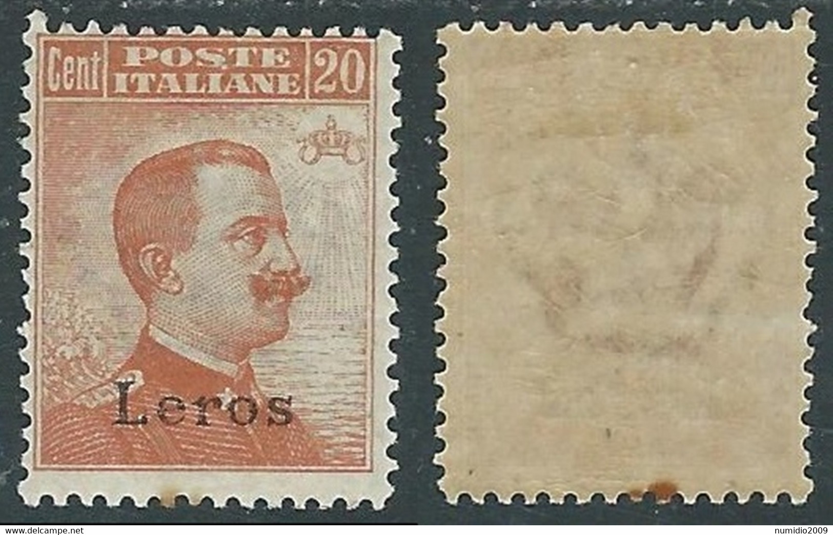 1921-22 EGEO LERO EFFIGIE 20 CENT MH * - E203 - Aegean (Lero)