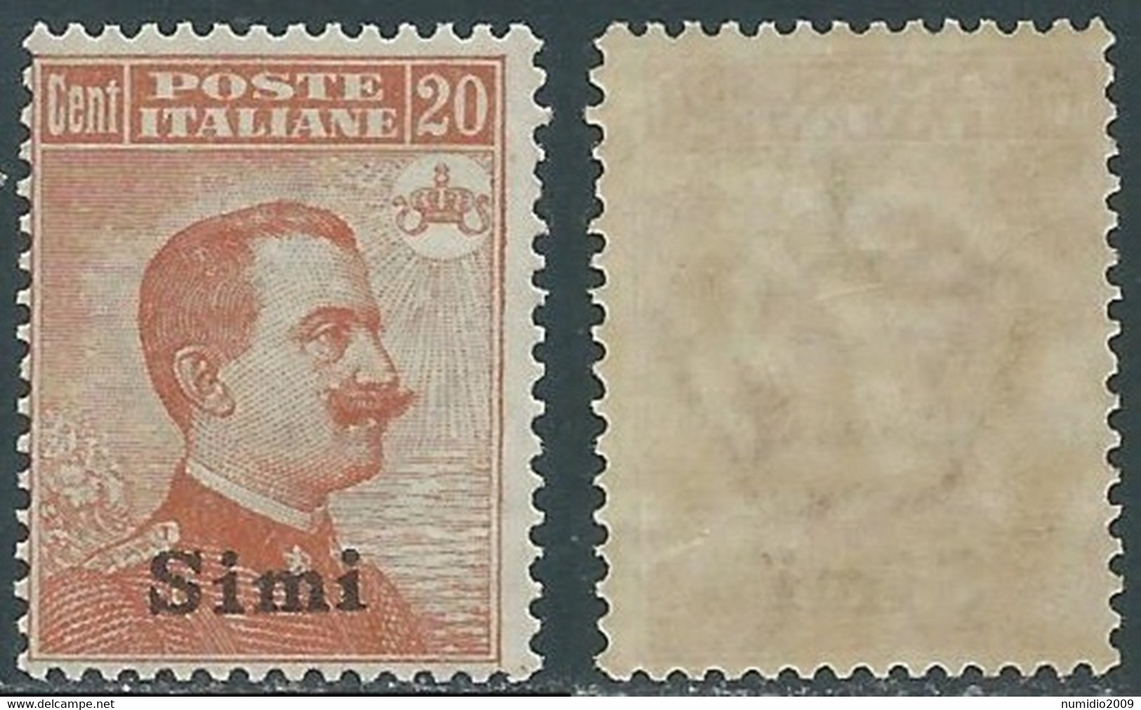 1921-22 EGEO SIMI EFFIGIE 20 CENT MNH ** - E204 - Ägäis (Simi)