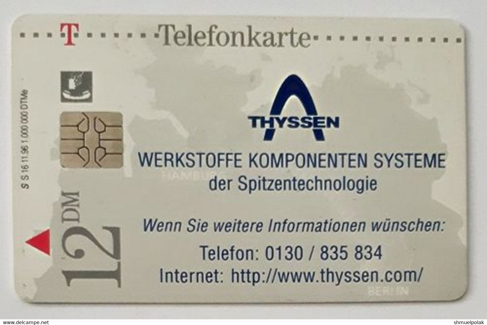 GERMANY Phone Card Telefonkarte Deutsche Telkom1996 12DM 1000000 Have Been Issued - Altri & Non Classificati