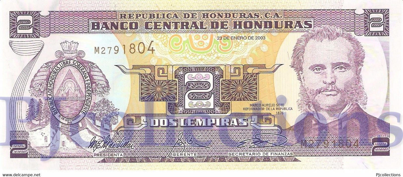 HONDURAS 2 LEMPIRAS 2003 PICK 80Ad UNC - Honduras