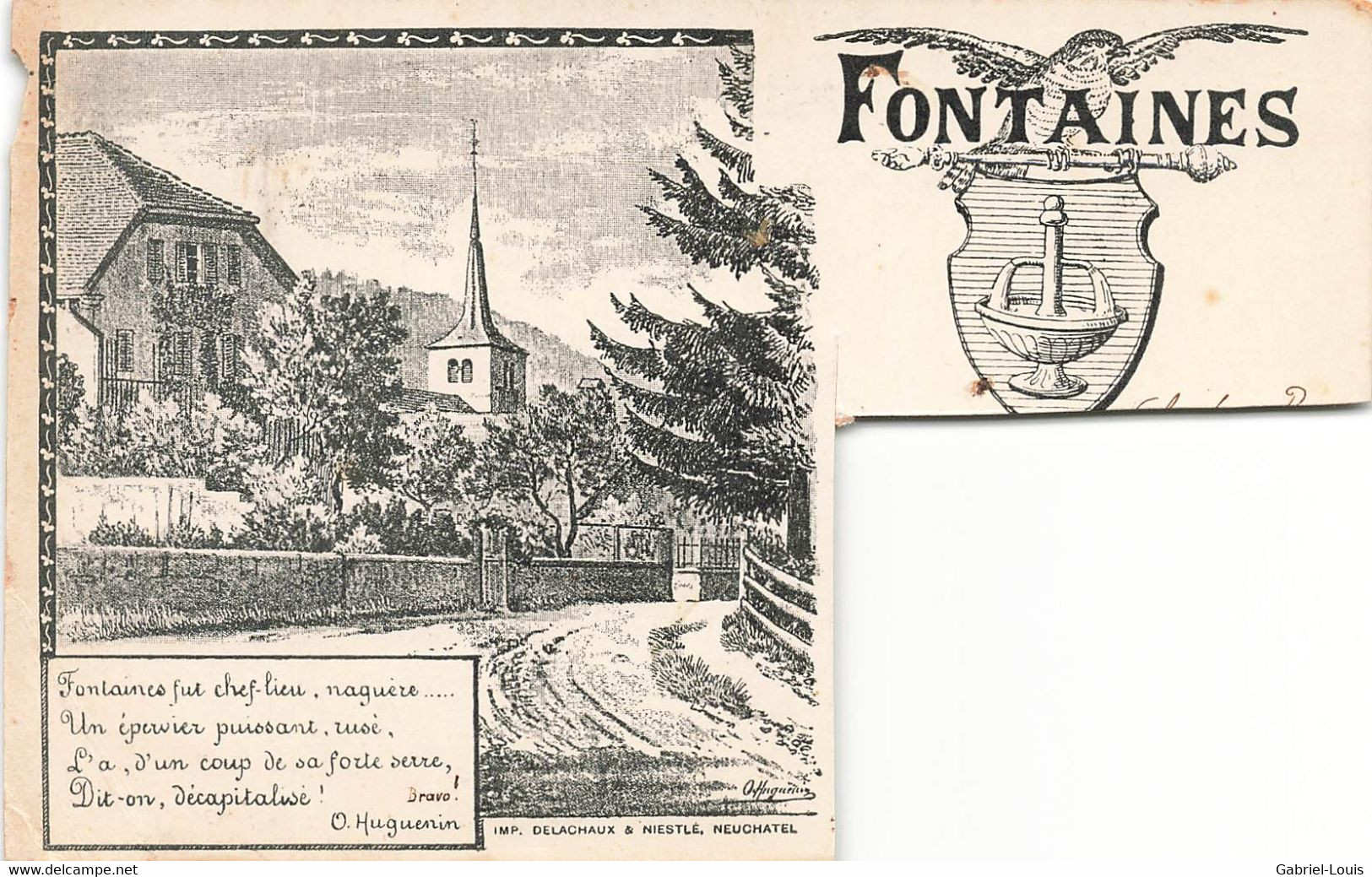 Litho Coupée: Fontaines  1899 - Fontaines