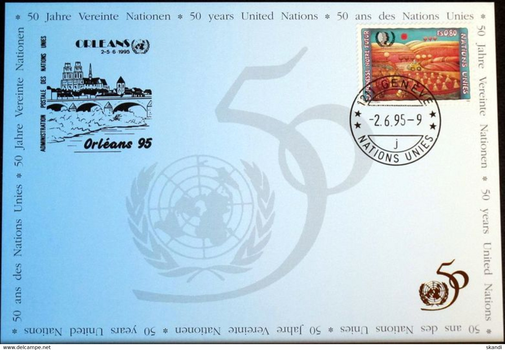 UNO GENF 1995 Mi-Nr. 262 Blaue Karte - Blue Card - Cartas & Documentos