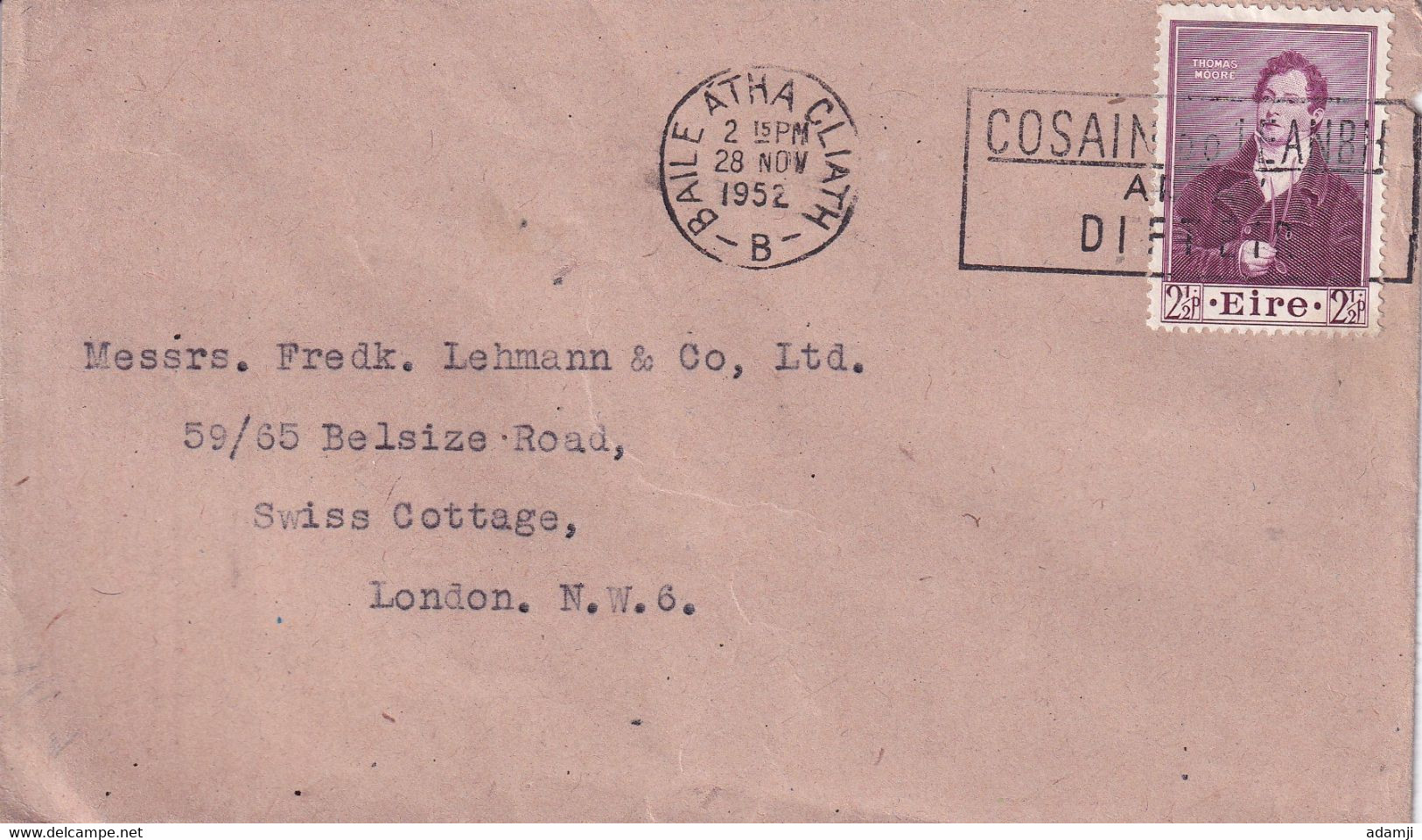 IRELAND 1952 COVER TO UK - Storia Postale