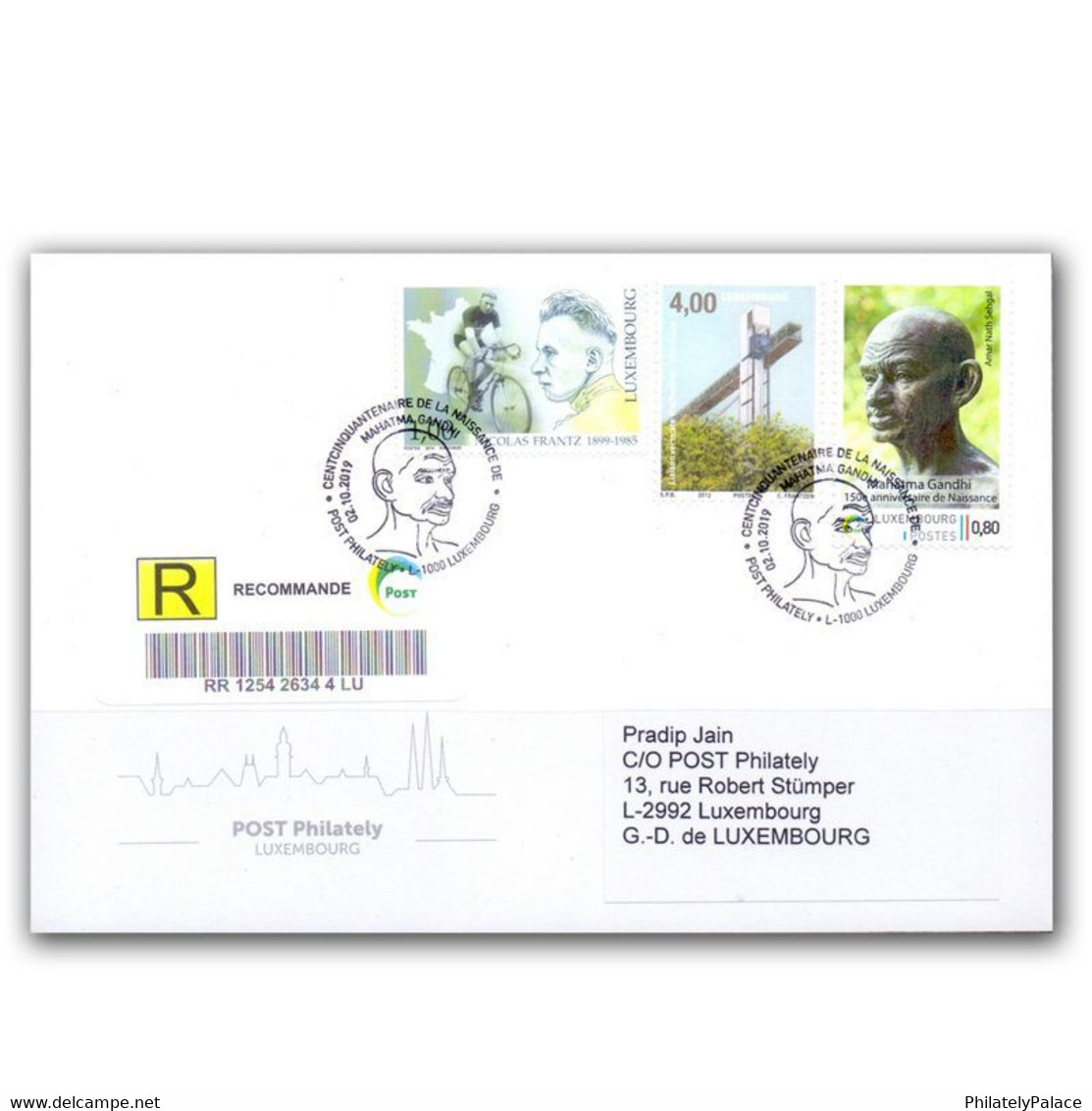 Luxembourg 2019 Mahatma Gandhi 150th Birth Anniv. First Day Used Registered Cover ON 2nd Oct 2019 (**) - Briefe U. Dokumente