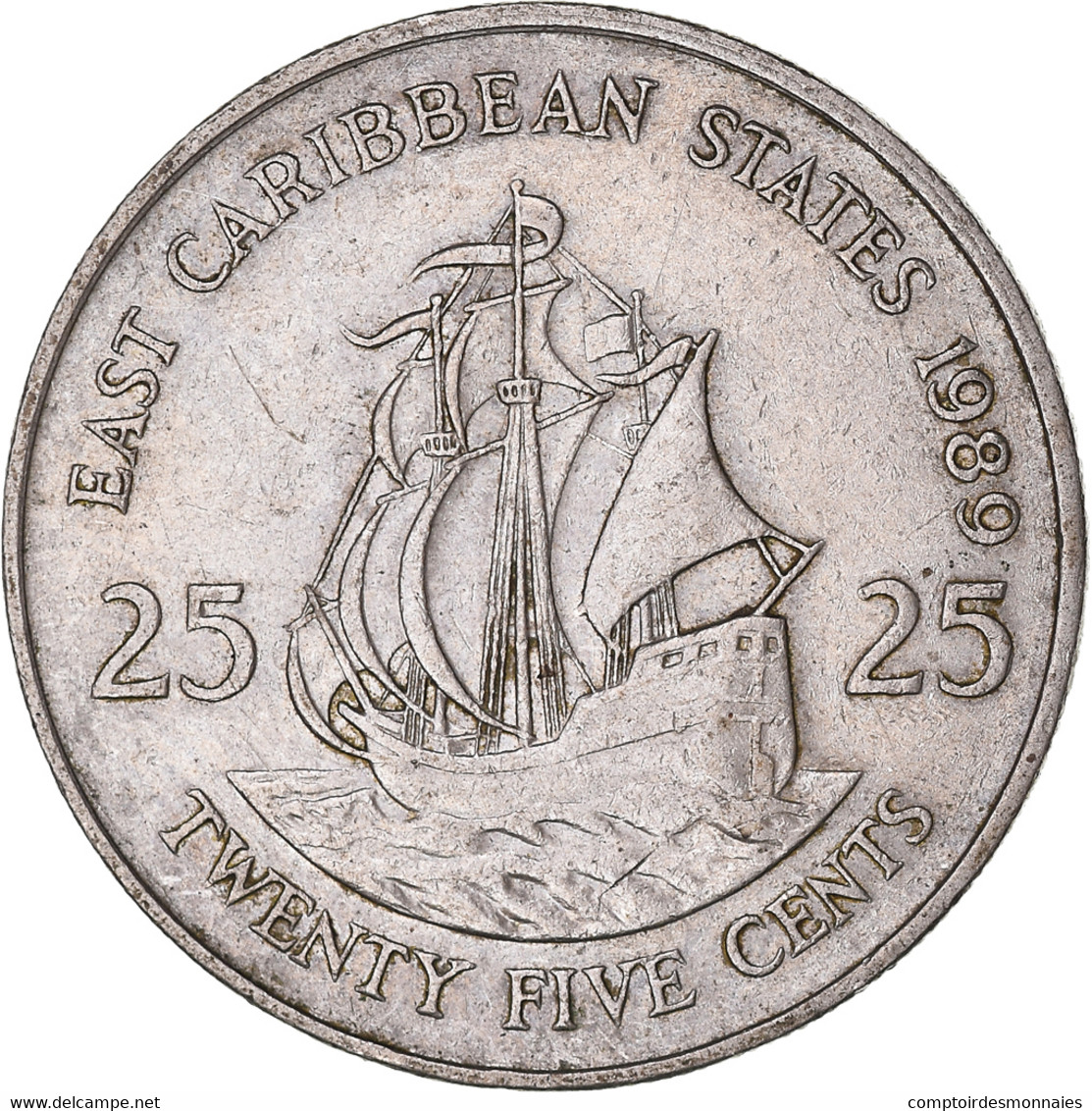 Monnaie, Etats Des Caraibes Orientales, 25 Cents, 1989 - Ostkaribischer Staaten