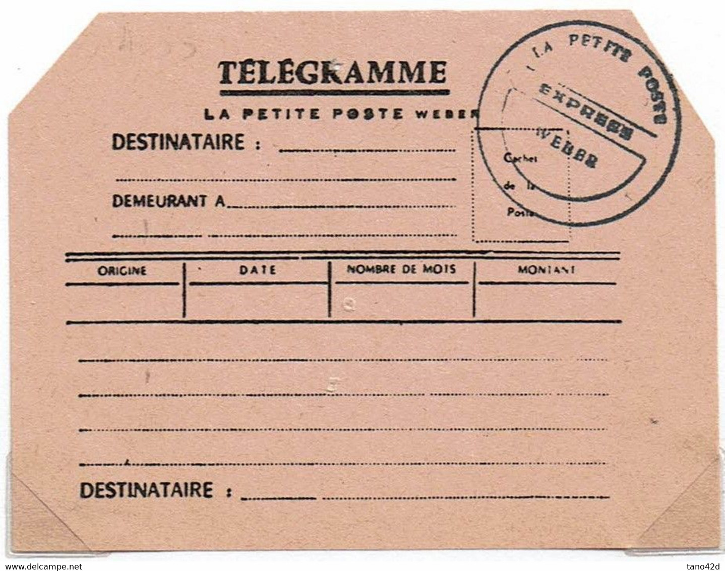 GMZ - POSTE ENFANTINE FORMULE TELEGRAMME - Private Stationery