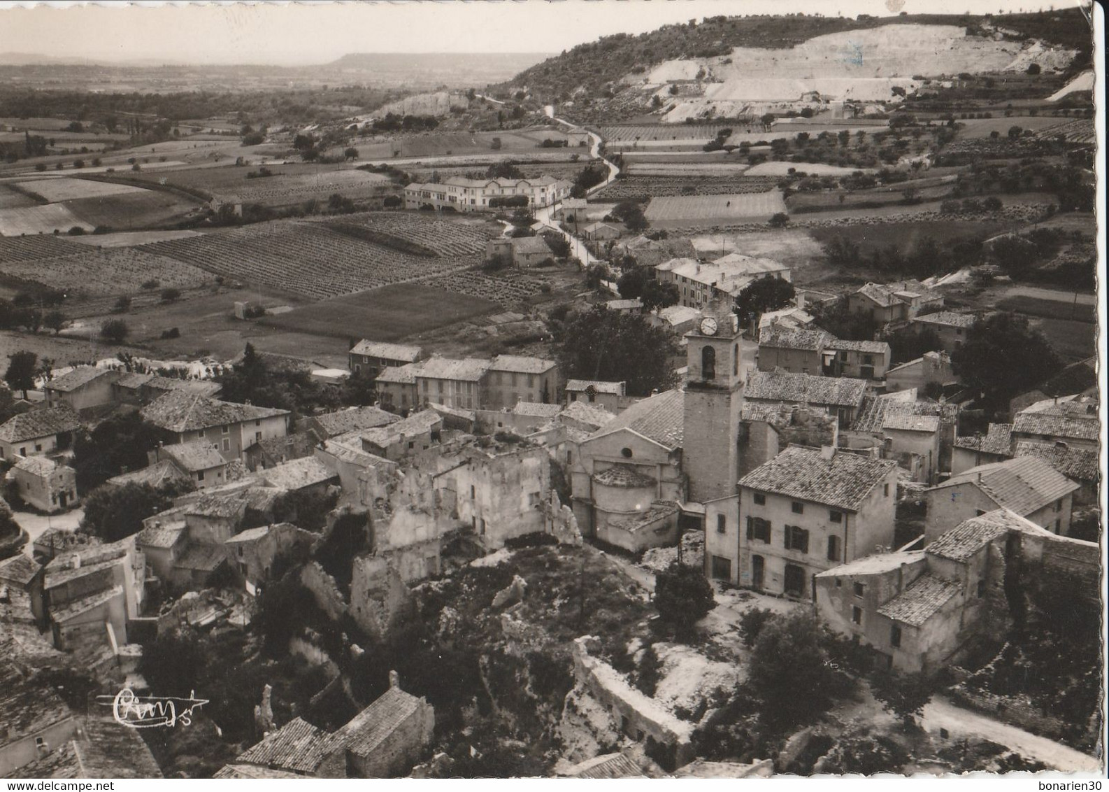 CPSM 84 MORMOIRON  VUE GENERALE  AERIENNE  SUR LE CENTRE - Mormoiron