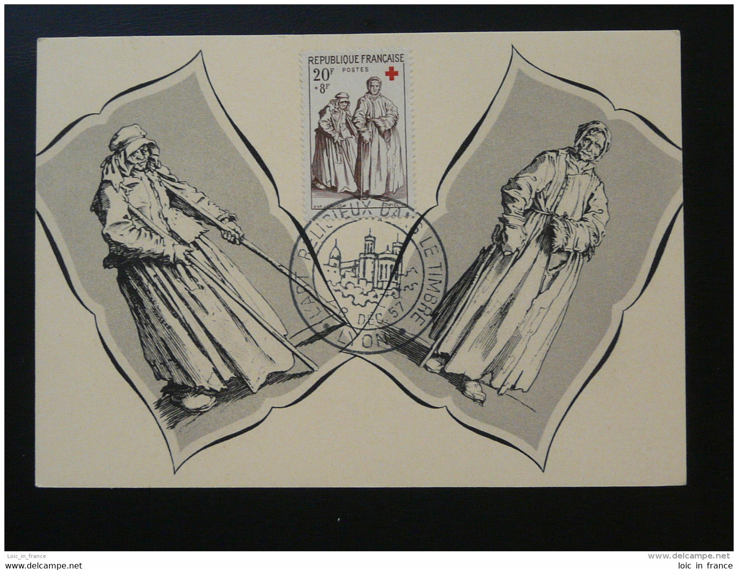 Carte Maximum Card Jacques Callot Gravure Croix Rouge Red Cross Niort 1957 - Gravures