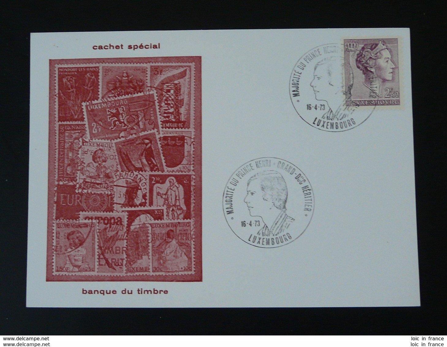 Carte Cachet Sp�cial Majorit� Du Prince Henri Luxembourg 1973 - Cartoline Commemorative