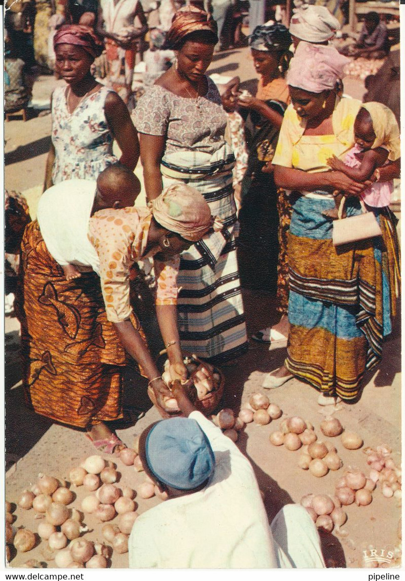 Gambia Postcard Sent To Sweden Banjul 26-2-1975 (African Market) - Gambie