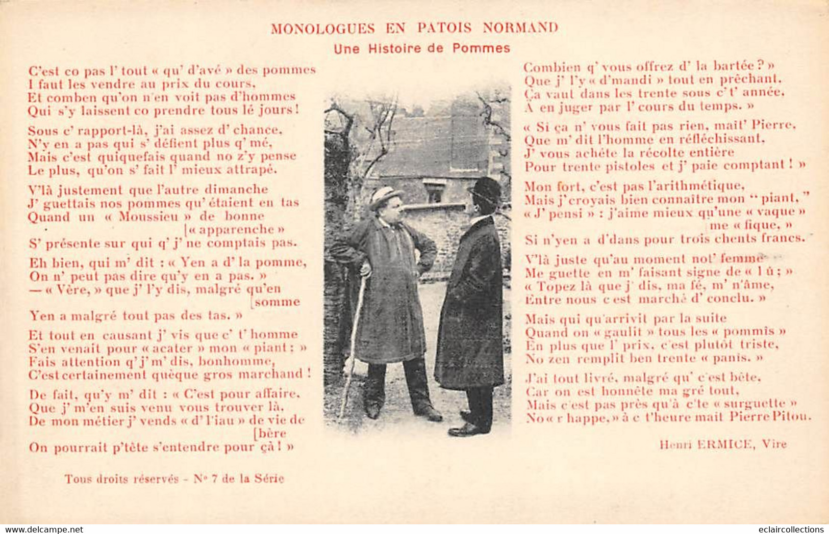 Divers  Non Classé.   14   Normandie.  Lot De 4 Cartes   Monologues Humoristiques   H. Ermice   (voir Scan) - Altri & Non Classificati