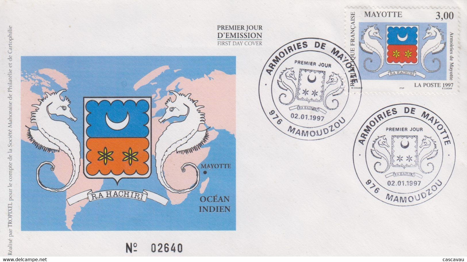 Enveloppe  FDC  1er  Jour    MAYOTTE    Armoiries  De   MAYOTTE    1997 - Otros & Sin Clasificación