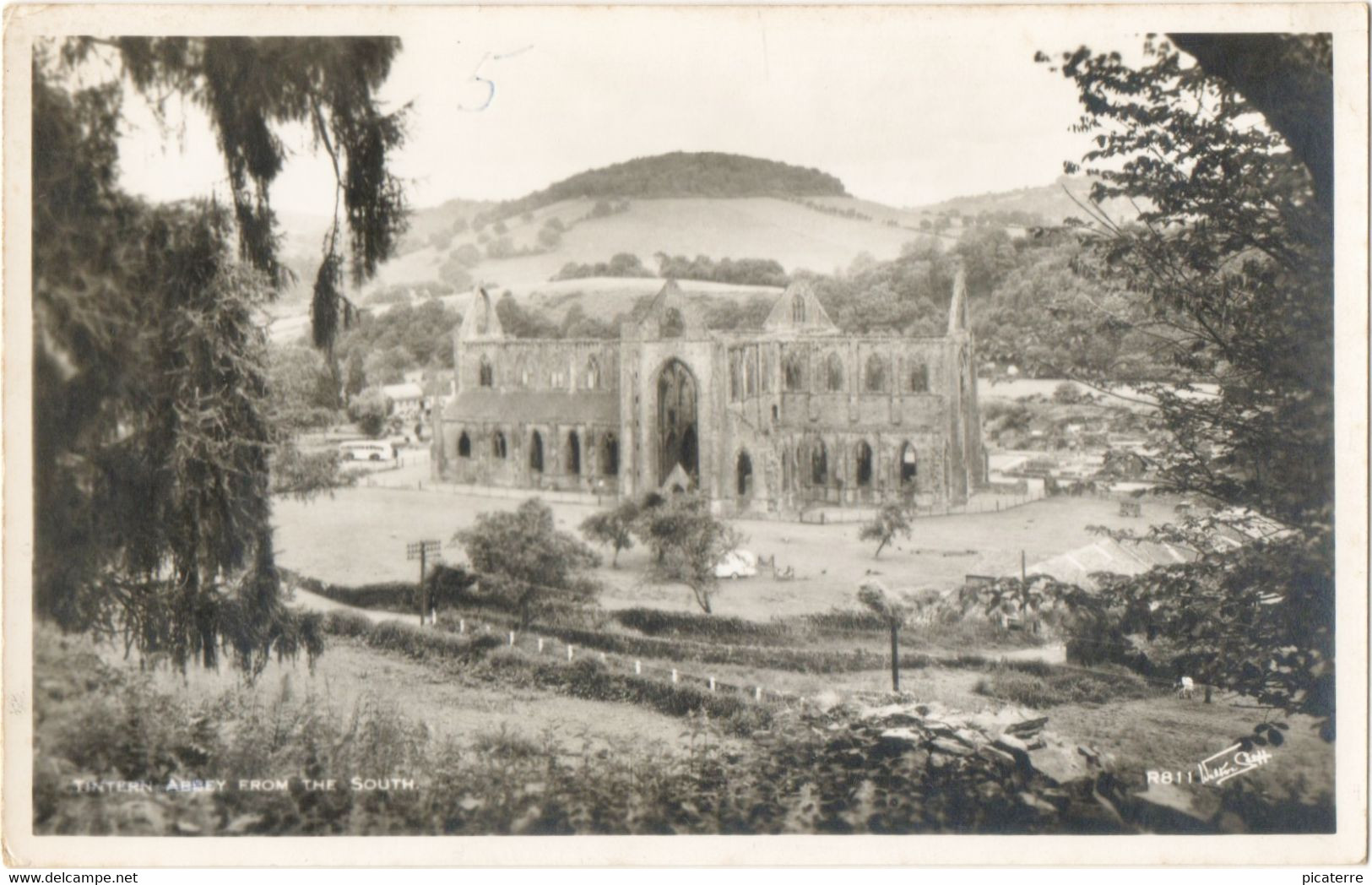 Tintern Abbey From The South- Real Photograph - R811-copyright. Walter Scott, Bradford - Monmouthshire