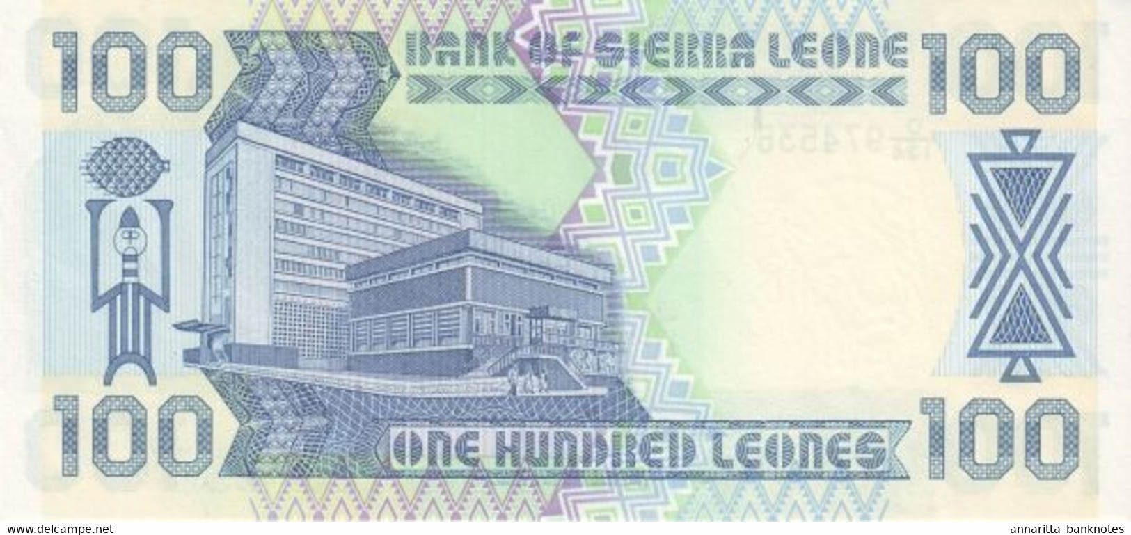 Sierra Leone (BSL) 100 Leones 1990 W/ Printer's Name UNC Cat No. P-18c / SL115c - Sierra Leone