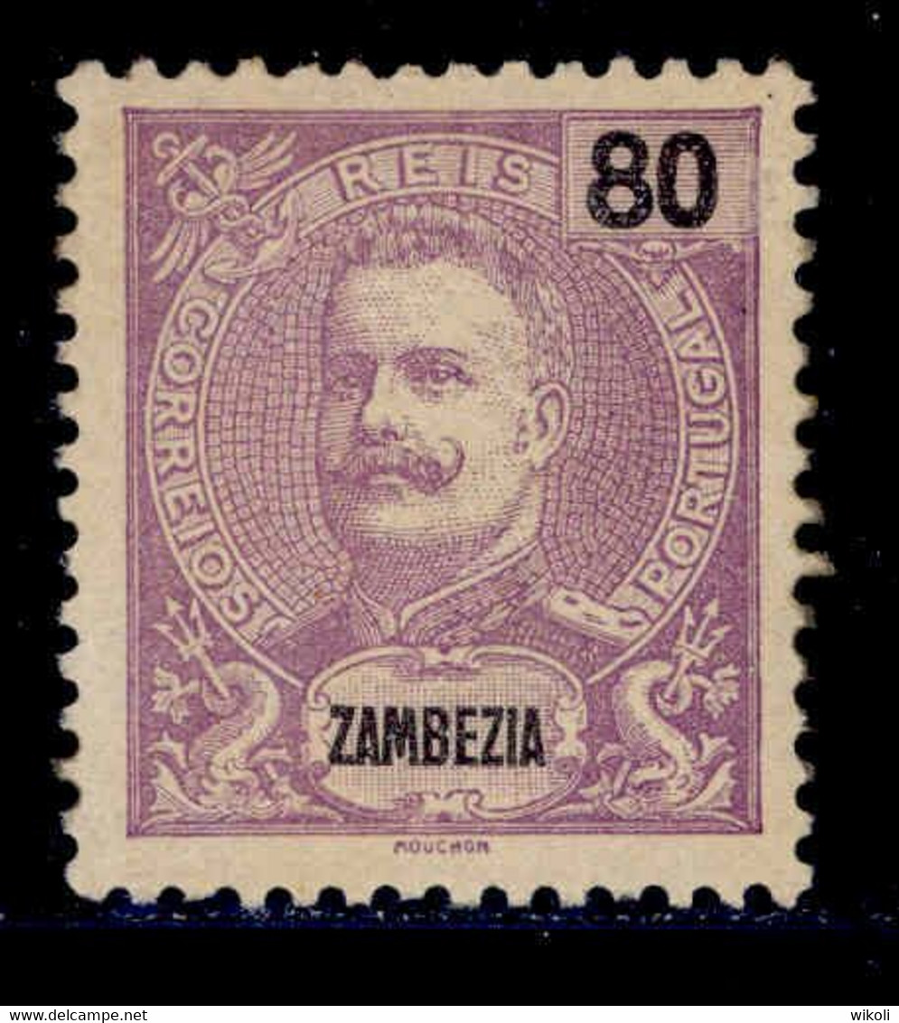 ! ! Zambezia - 1898 King Carlos 80 R - Af. 22 - MH (TX 318) - Zambezië