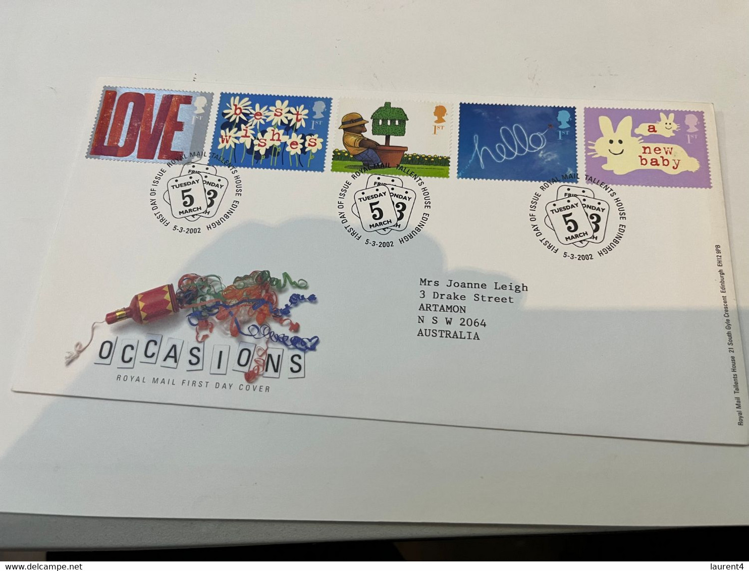 (1 J 19) United Kingdom - Great Britain - UK FDC 2002 - Occasions - 2001-2010 Decimal Issues