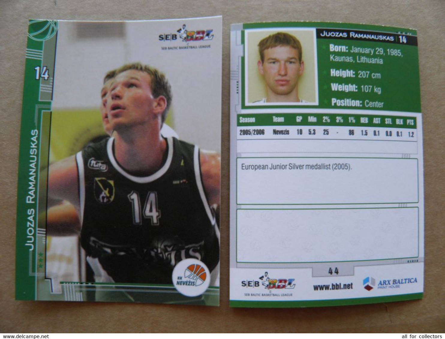 Basketball Card Lithuania Seb Bbl Baltic League Kedainiai Nevezis Team Player Ramanauskas - Autres & Non Classés