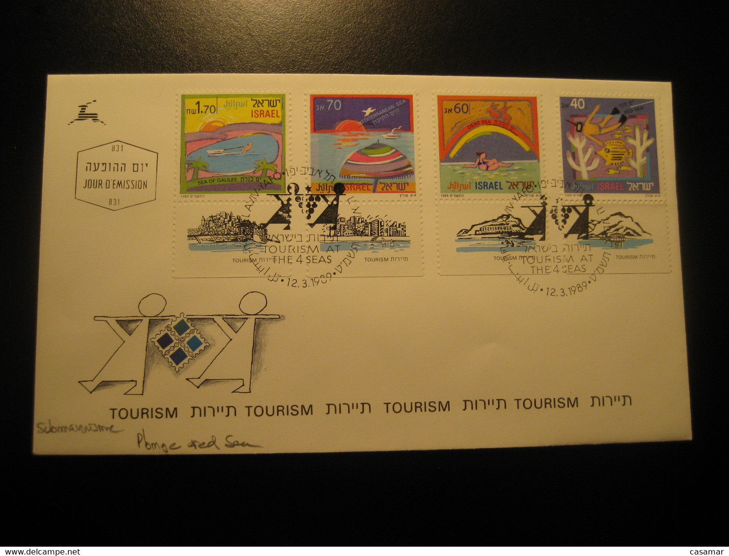TEL AVIV 1989 Tourism Tourist Scuba Diving Plonge Red Sea FDC Tab Cancel Cover ISRAEL - Immersione