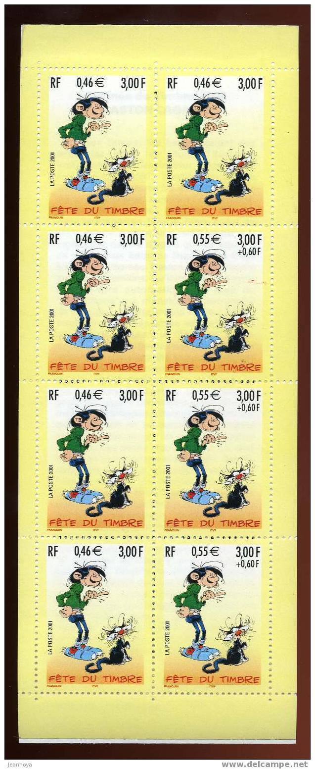 FRANCE - CARNET FÊTE DU TIMBRE 2001,GASTON LAGAFFE, INSCRIPTIONS ABSENTES SUR COUVERTURE - LUXE ET RARE - Carnets