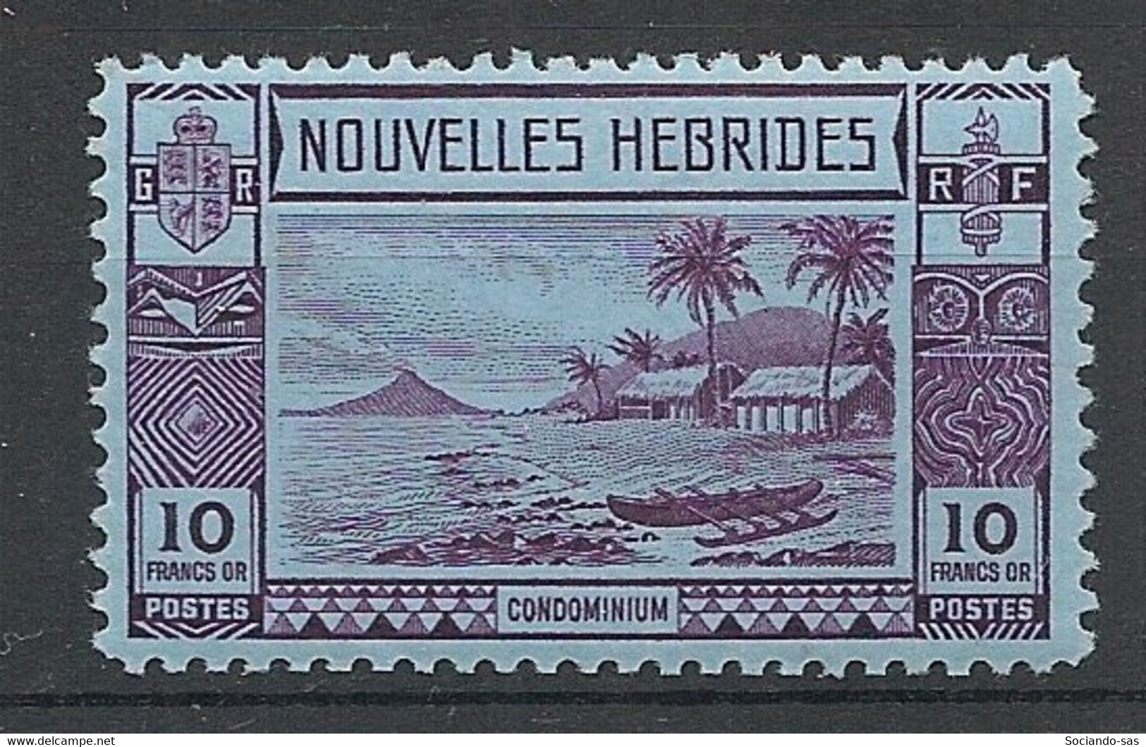 NOUVELLES HEBRIDES - 1938 - N°Yv. 111 - 10f Violet Sur Azuré - Neuf Luxe ** / MNH / Postfrisch - Unused Stamps