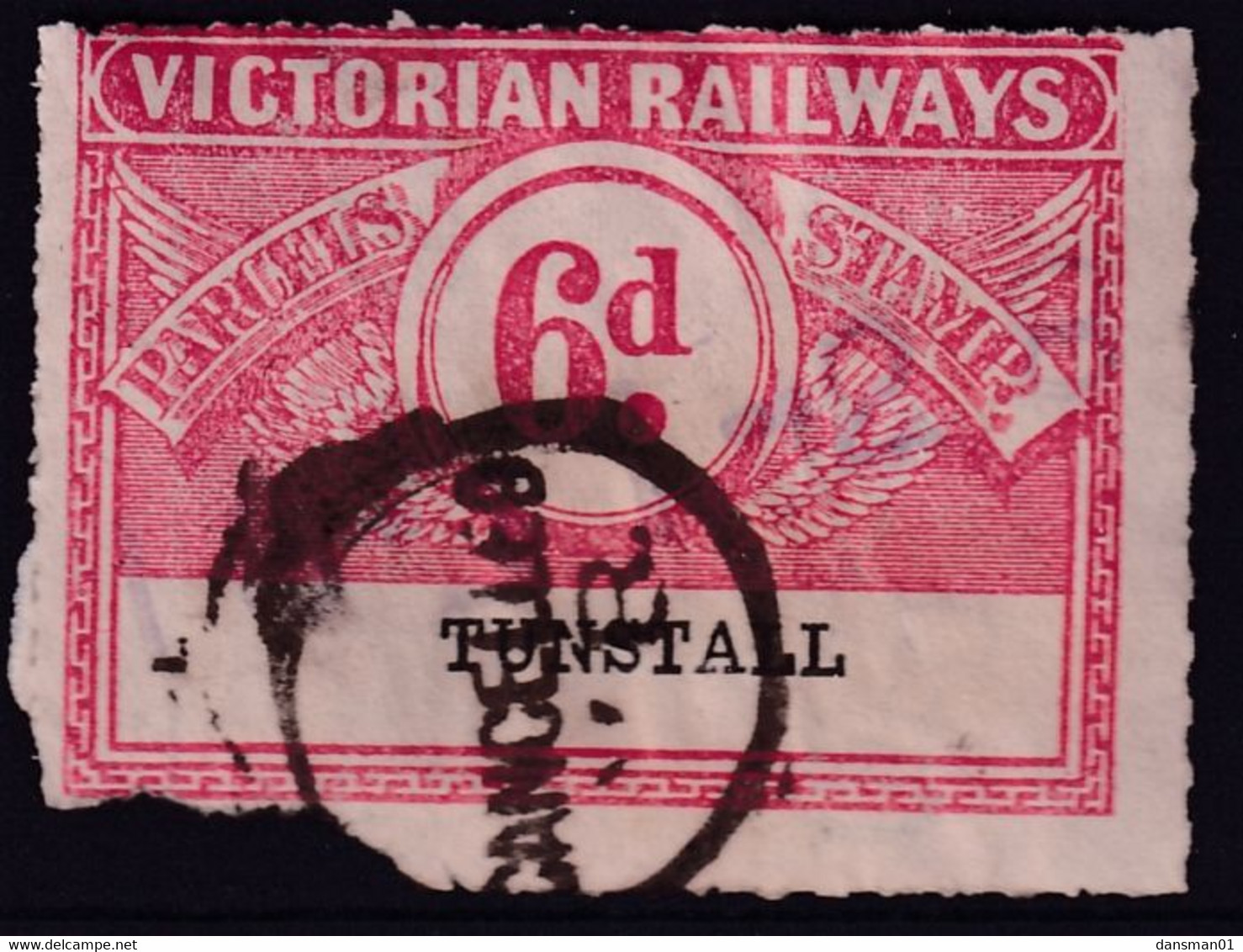 Victoria 1917 Railway Parcel Stamp 6d TUNSTALL - Other & Unclassified