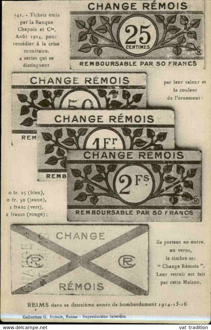 MONNAIES - Carte Postale Représentant Les Billets De Change Remois ( 1914)  - L 129577 - Münzen (Abb.)