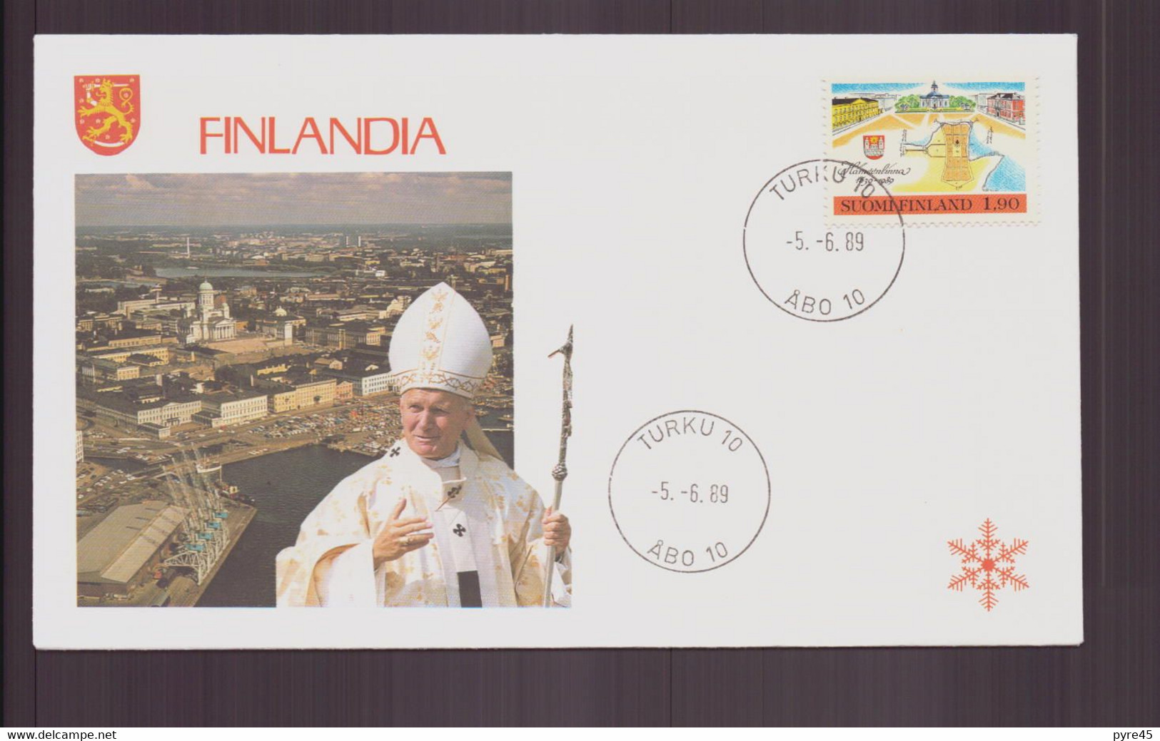 Finlande, Enveloppe Avec Cachet Commémoratif " Visite Du Pape Jean-Paul II " Du 5 Juin 1989 à Turku - Lettres & Documents