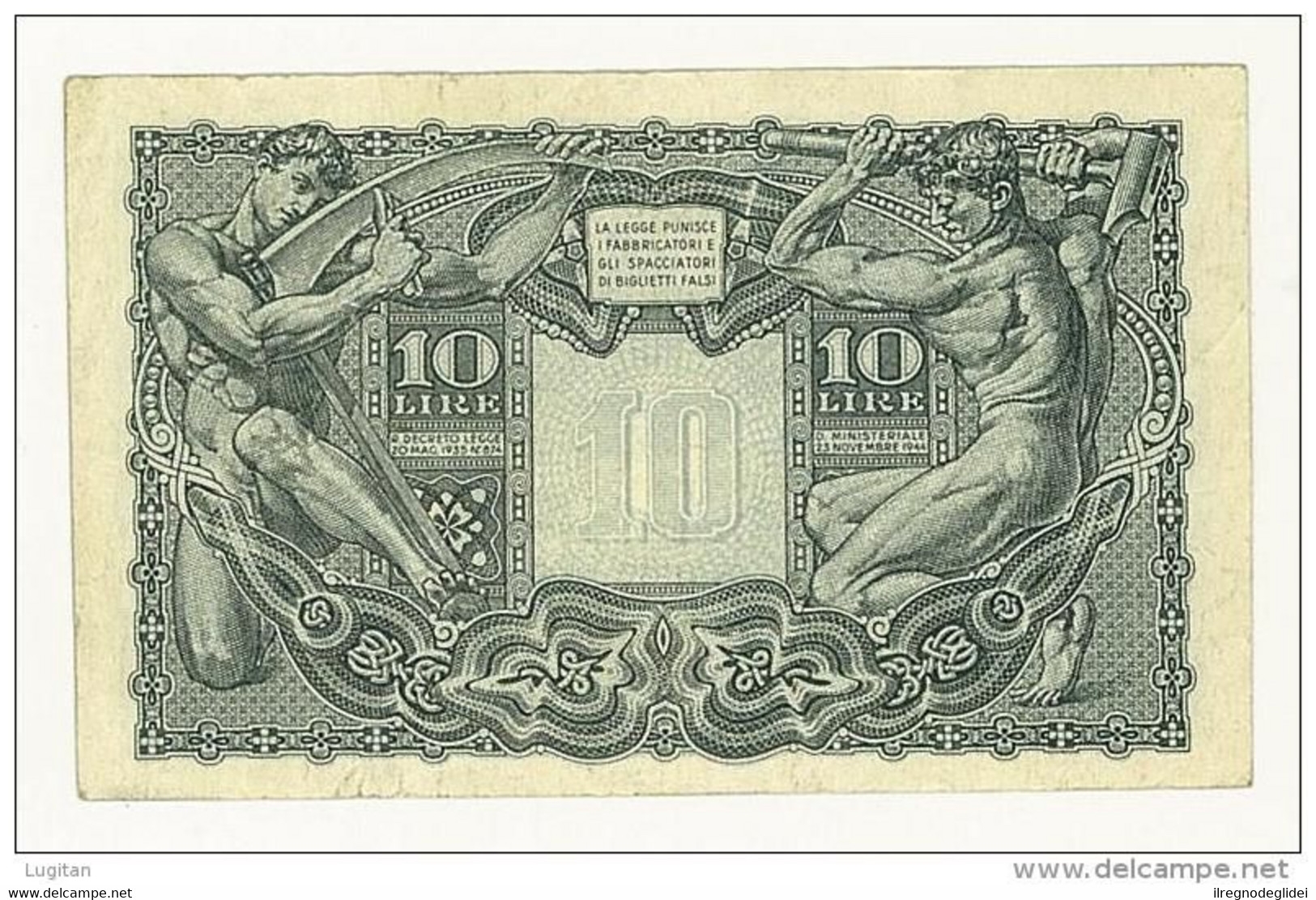CARTAMONETA - PAPER MONEY - 1944 - 10 LIRE - QUALITY SPL - NON STIRATA - TESTA DI GIOVE - BIGLIETTO DI STATO - Italia – 10 Lire