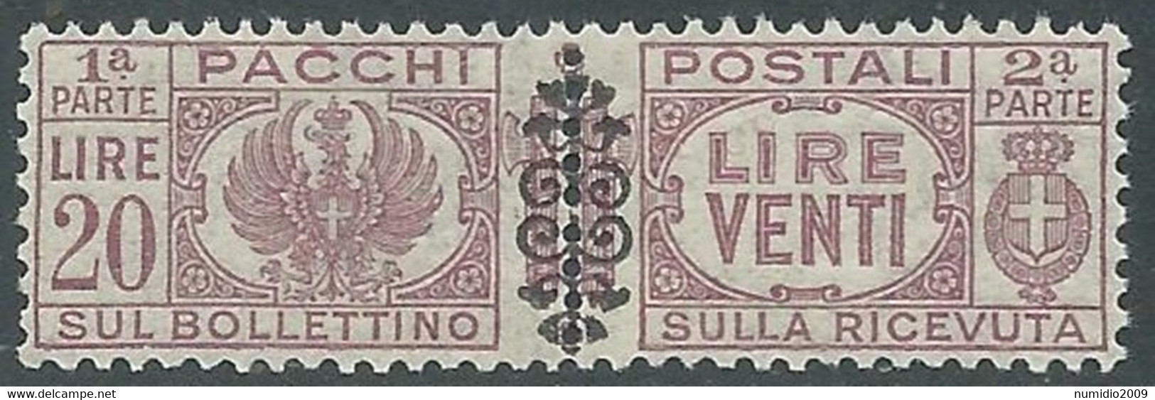 1945 LUOGOTENENZA PACCHI POSTALI 20 LIRE MNH ** - I19-2 - Paketmarken