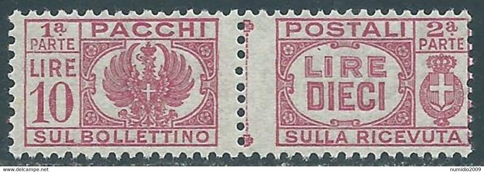 1946 LUOGOTENENZA PACCHI POSTALI 10 LIRE MNH ** - I20 - Paketmarken