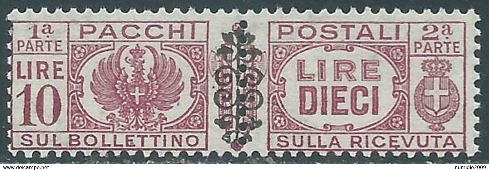 1945 LUOGOTENENZA PACCHI POSTALI 10 LIRE MNH ** - RB14-2 - Paketmarken